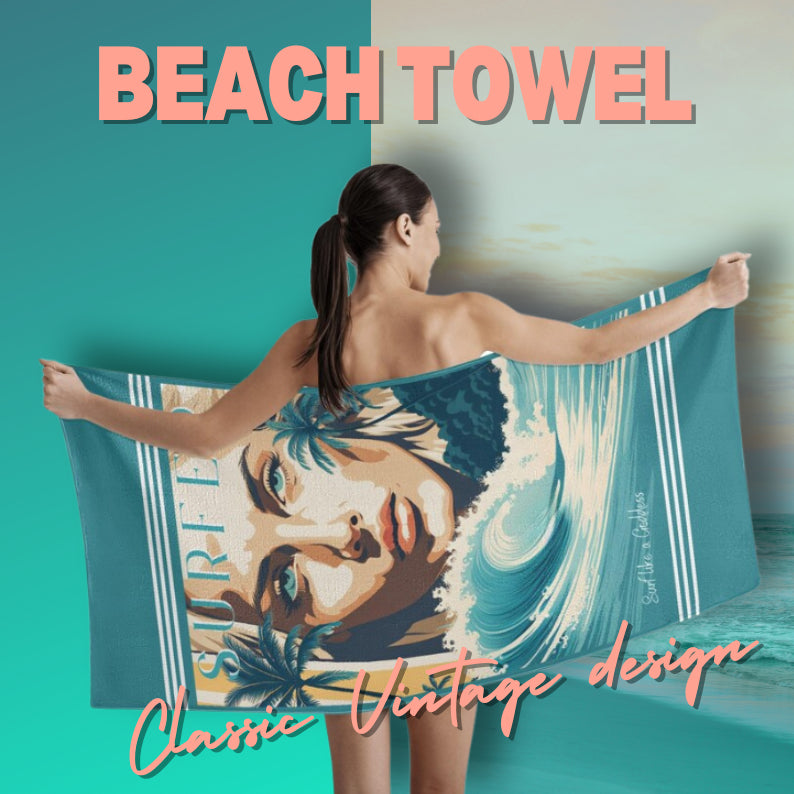 Female Surfer Soft Beach Towel