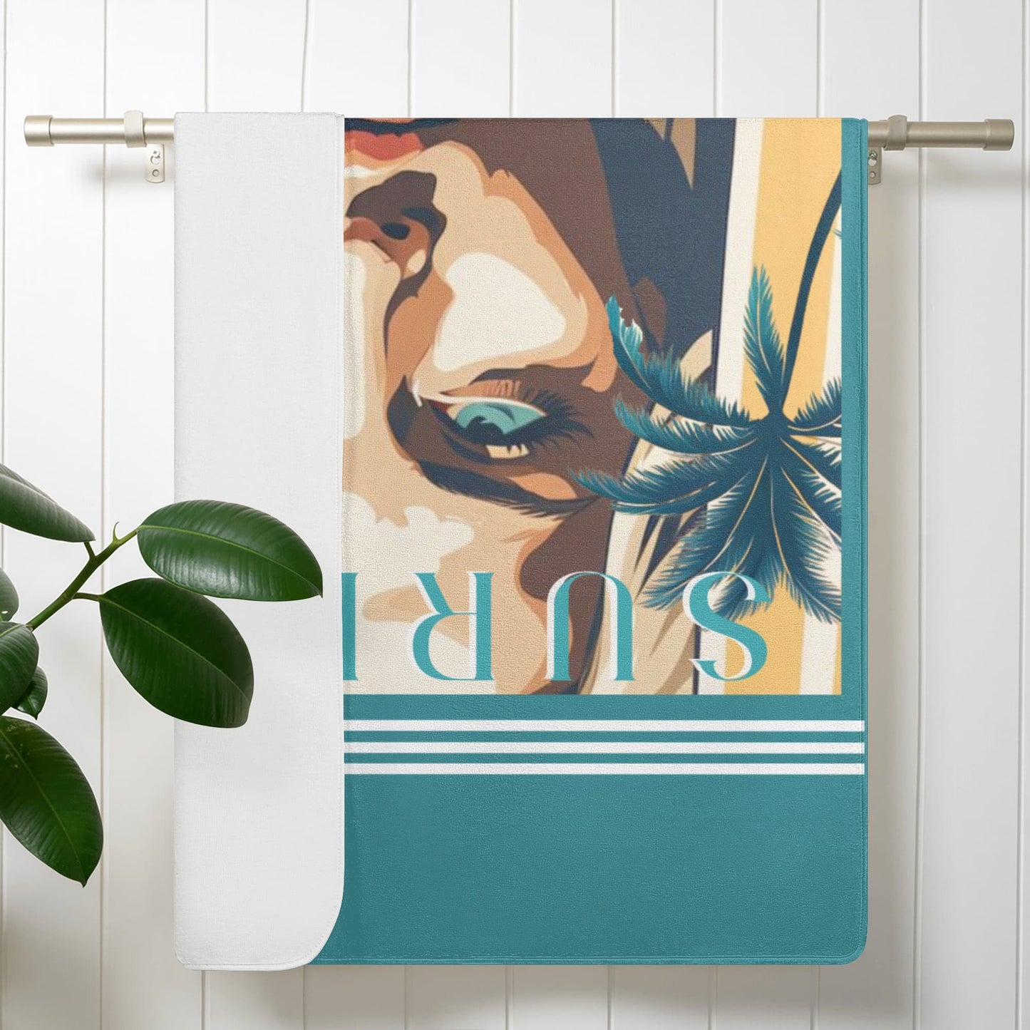 Female Surfer Soft Beach Towel