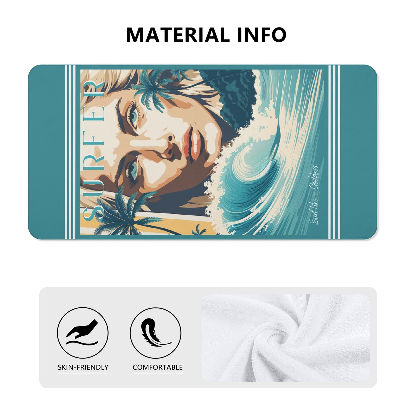 Female Surfer Soft Beach Towel