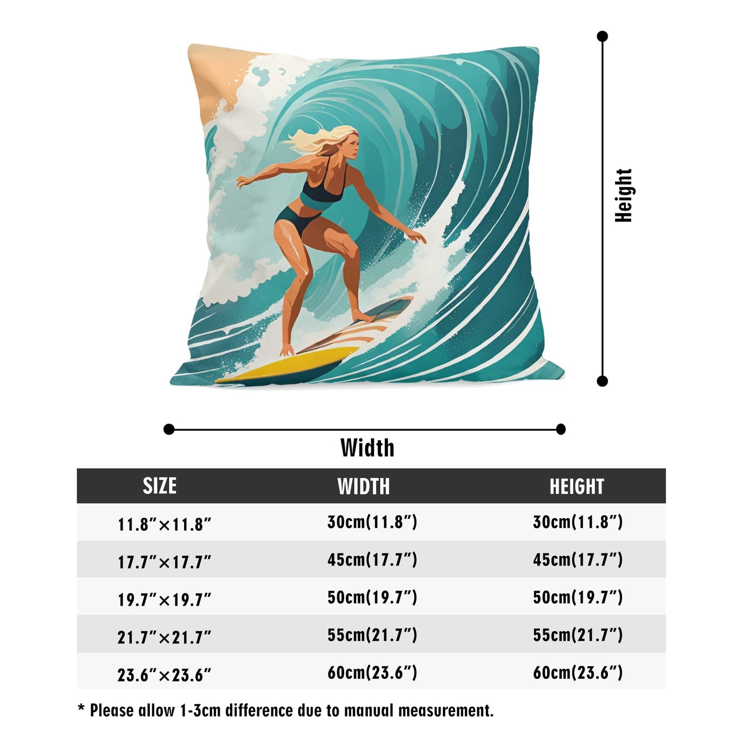 Female Surfer Velvet Pillow Case