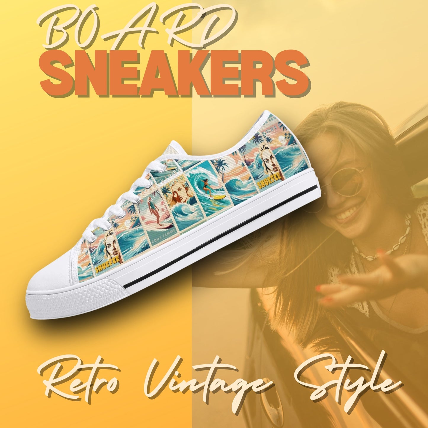 Female Surfer Low Top Canvas Shoes