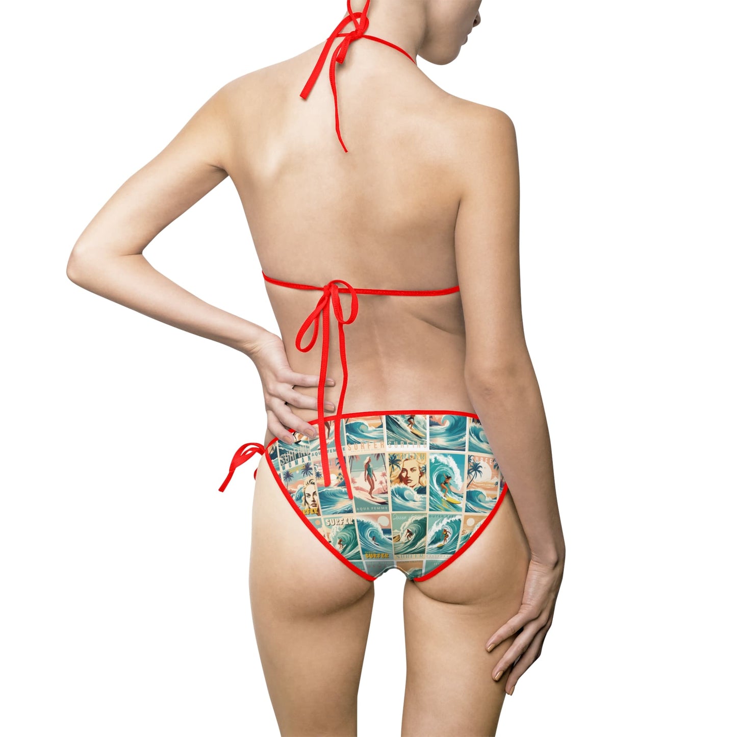 Hawaiian Surfer Girl Spaghetti Bikini Set