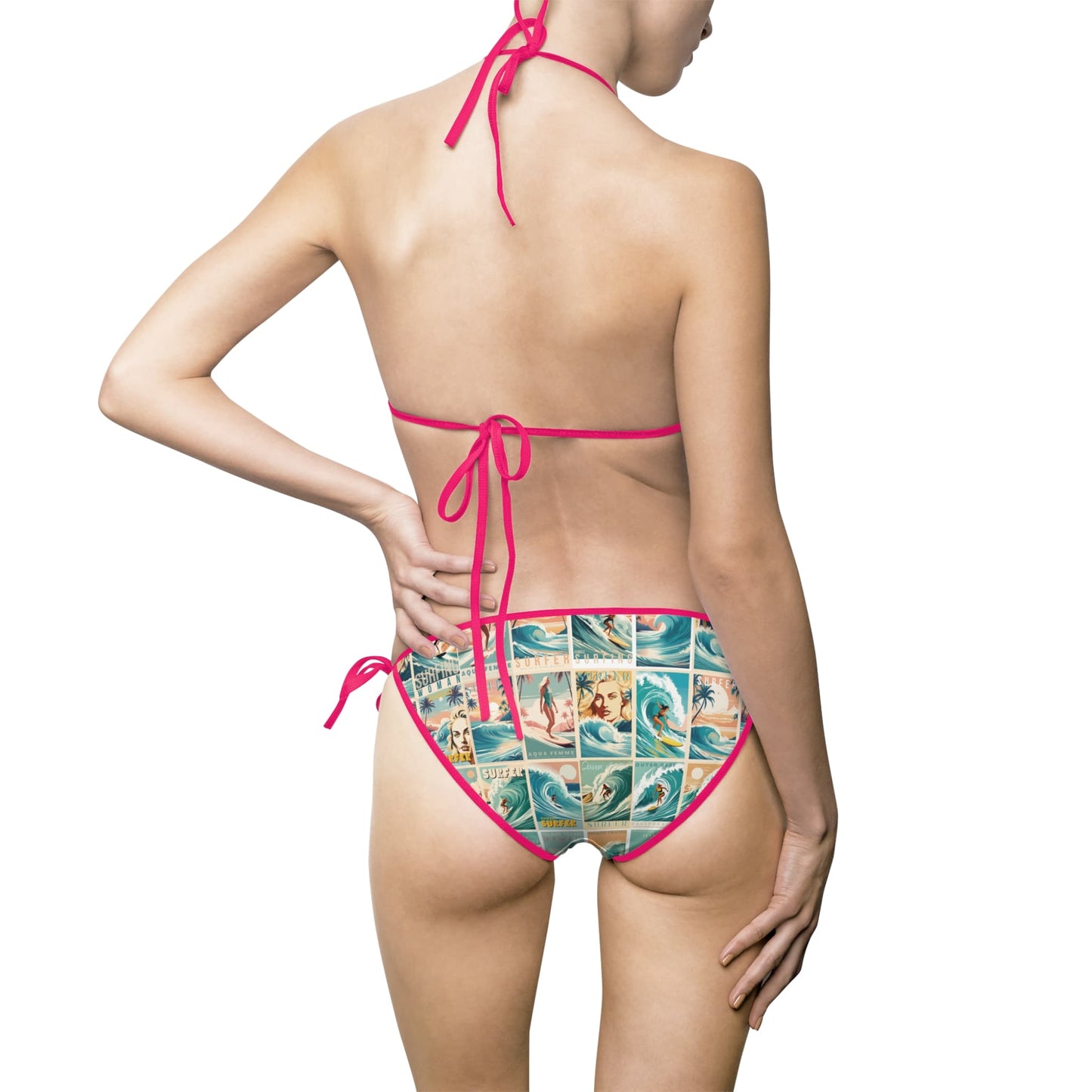 Hawaiian Surfer Girl Spaghetti Bikini Set