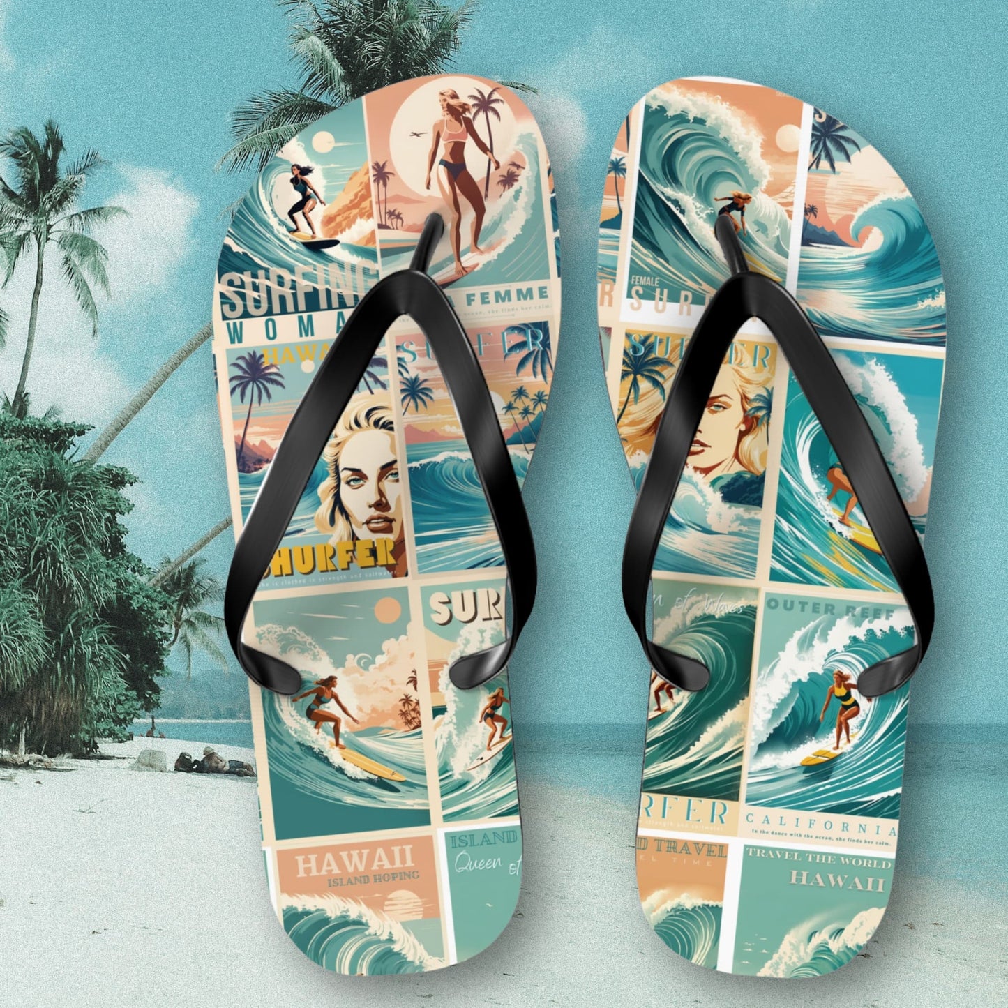 Retro Style Surfer Flip Flops