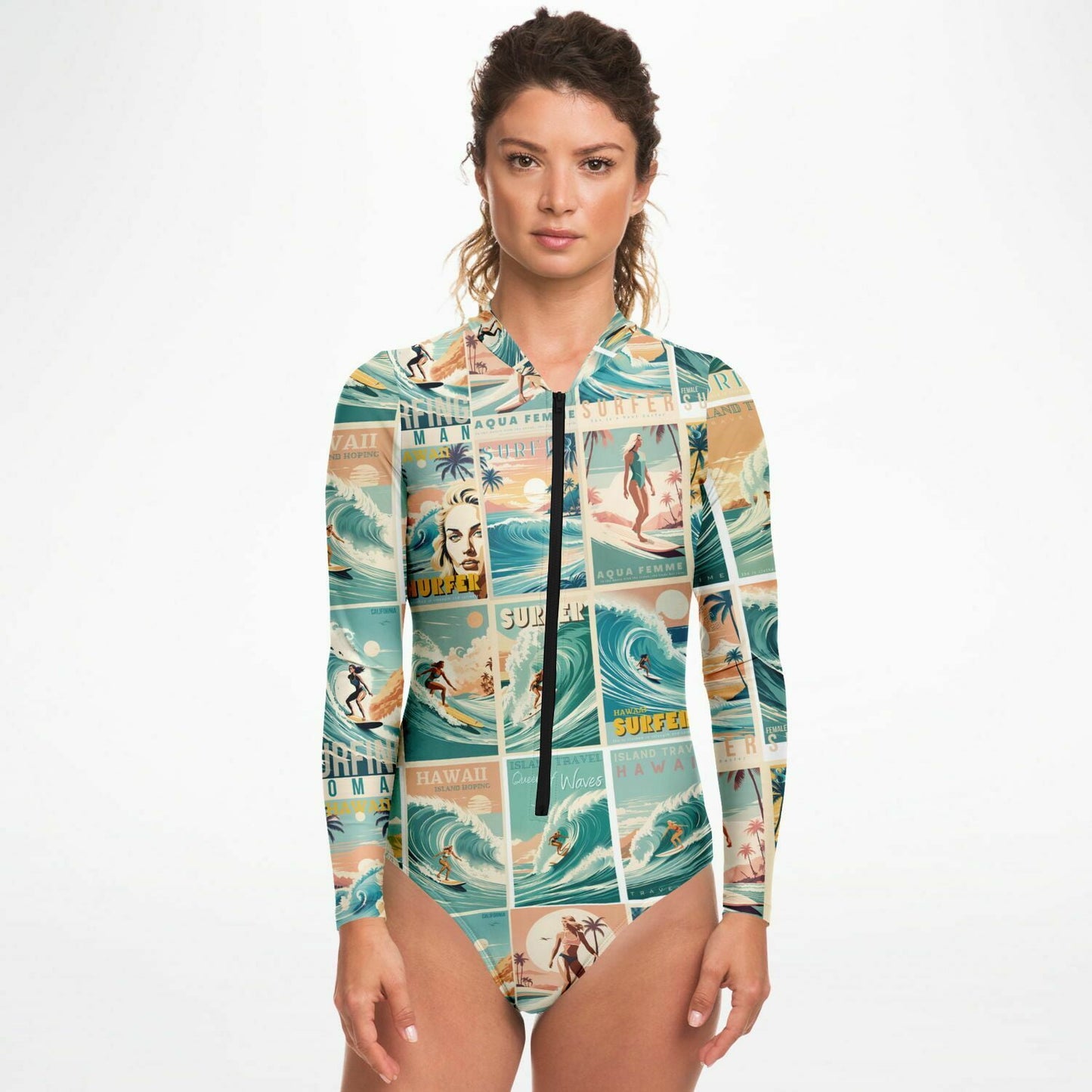 Retro Surf Long Sleeve Bodysuit β UPF 50+ Sun Protection