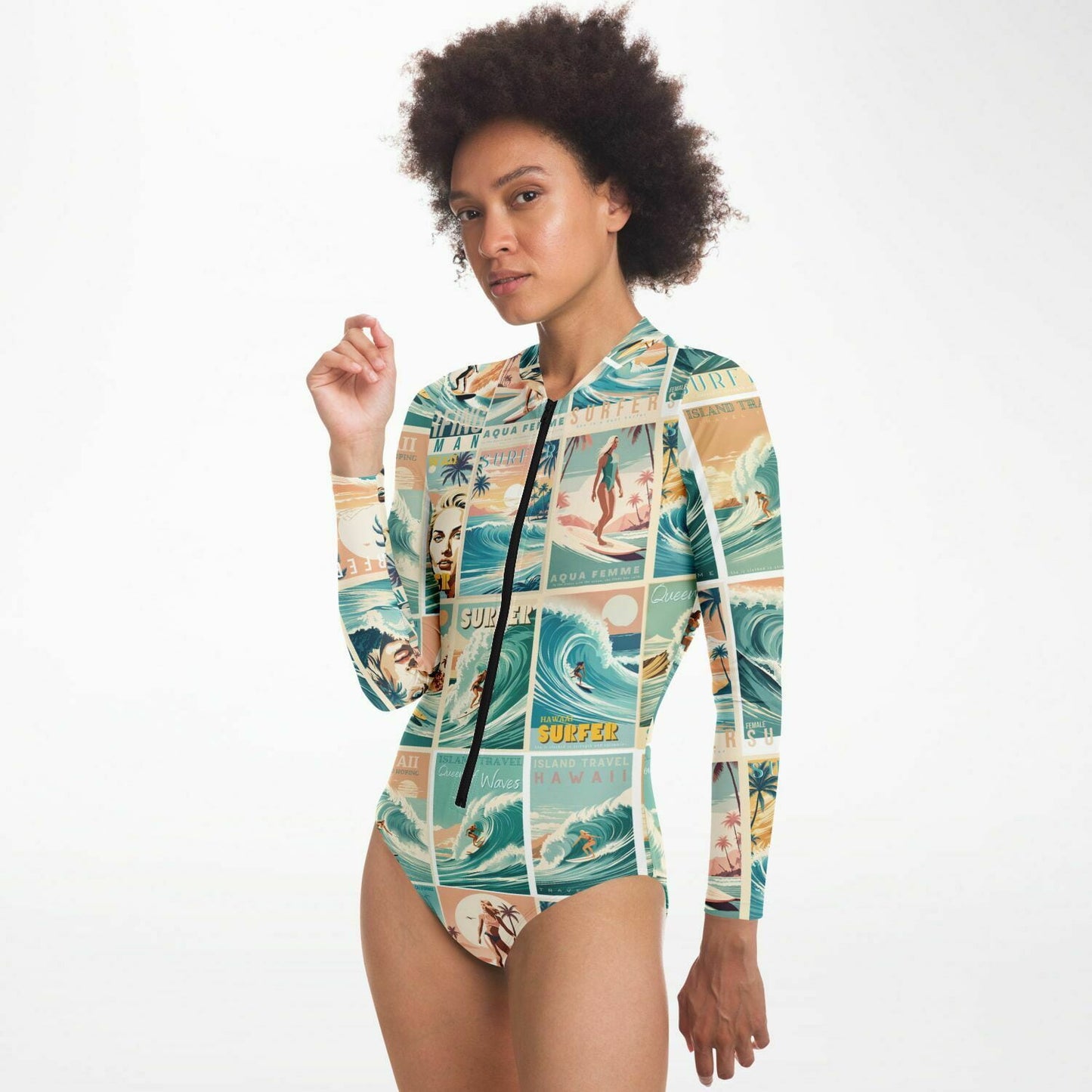 Retro Surf Long Sleeve Bodysuit β UPF 50+ Sun Protection