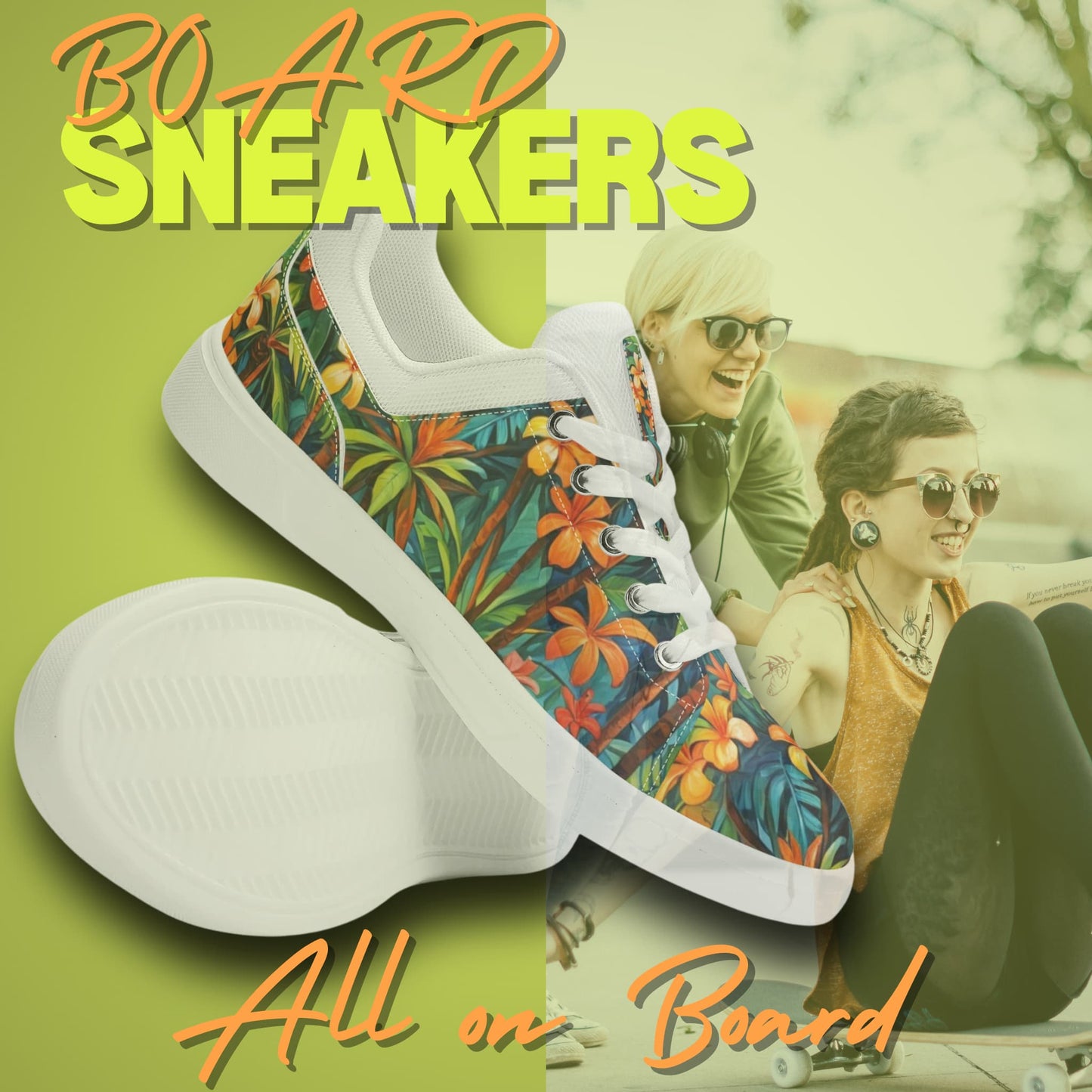 Tropical Hawaiian Low Top Skate Shoes