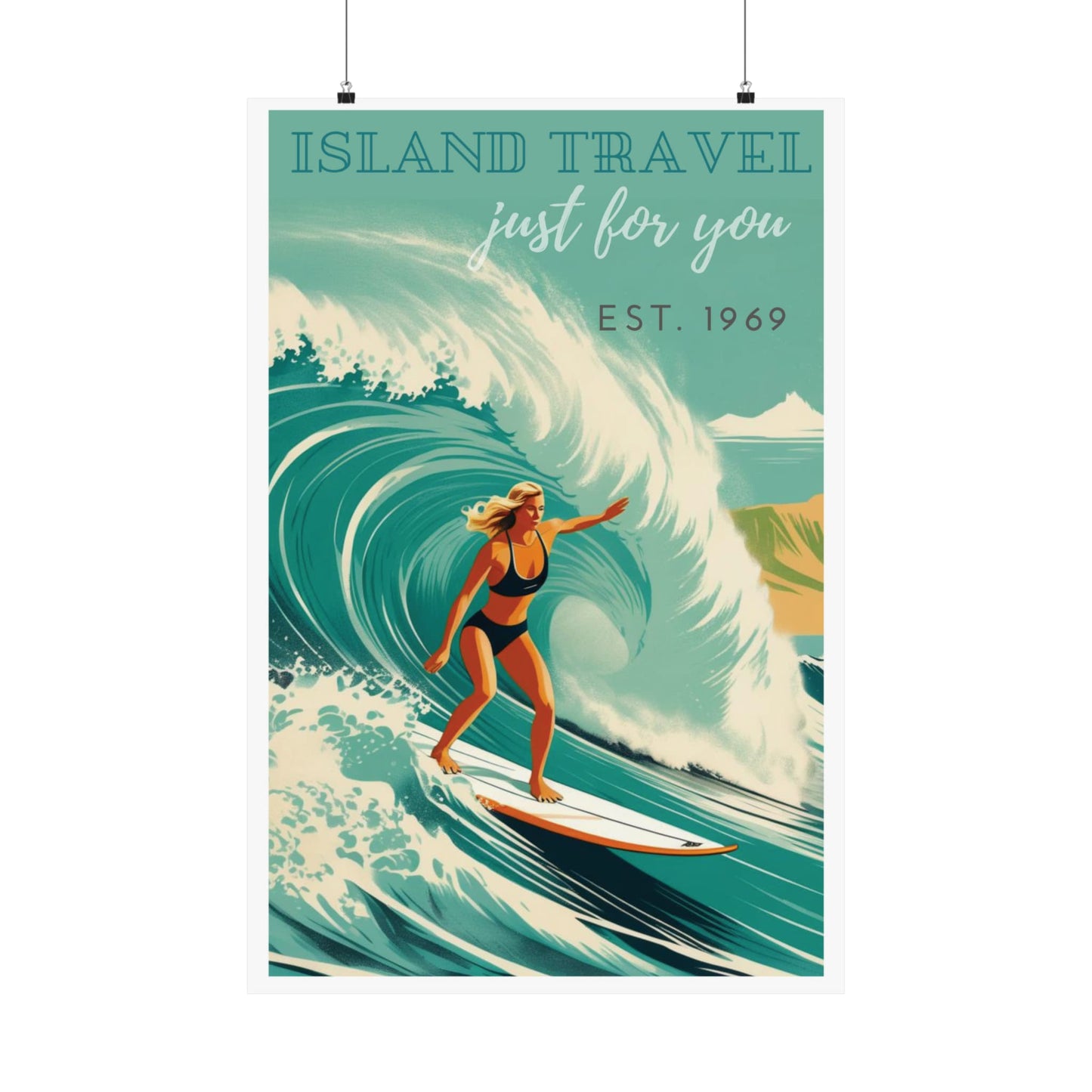 Vintage Female Surfing Poster