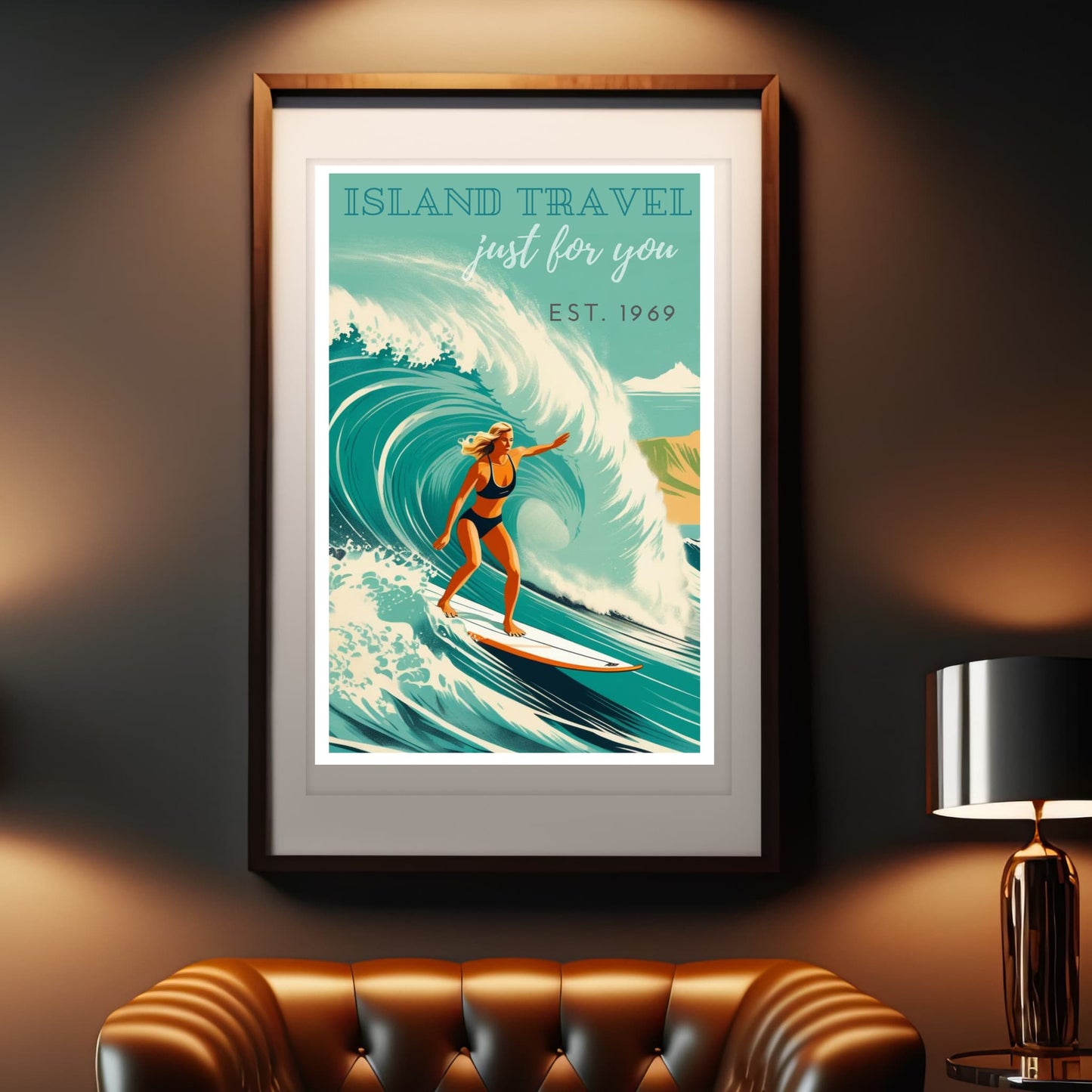 Vintage Female Surfing Poster