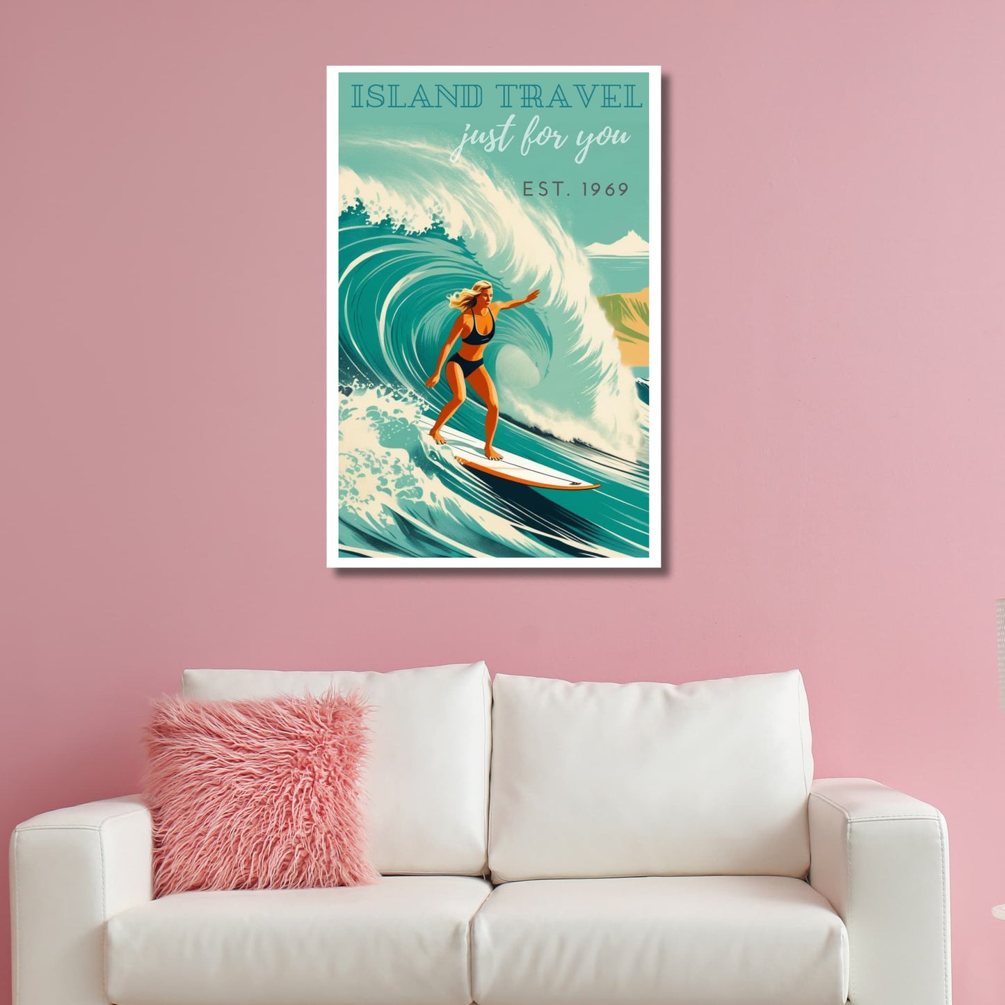 Vintage Female Surfing Poster