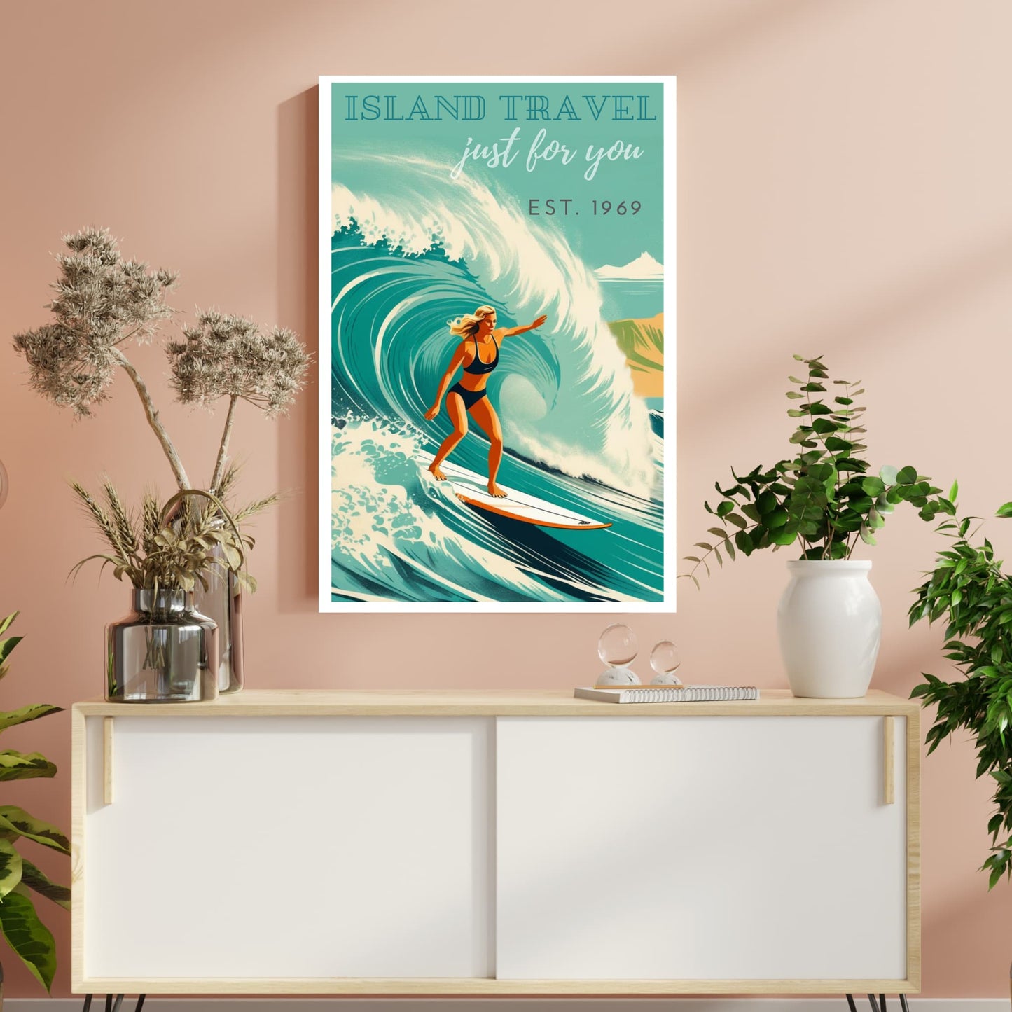 Vintage Female Surfing Poster