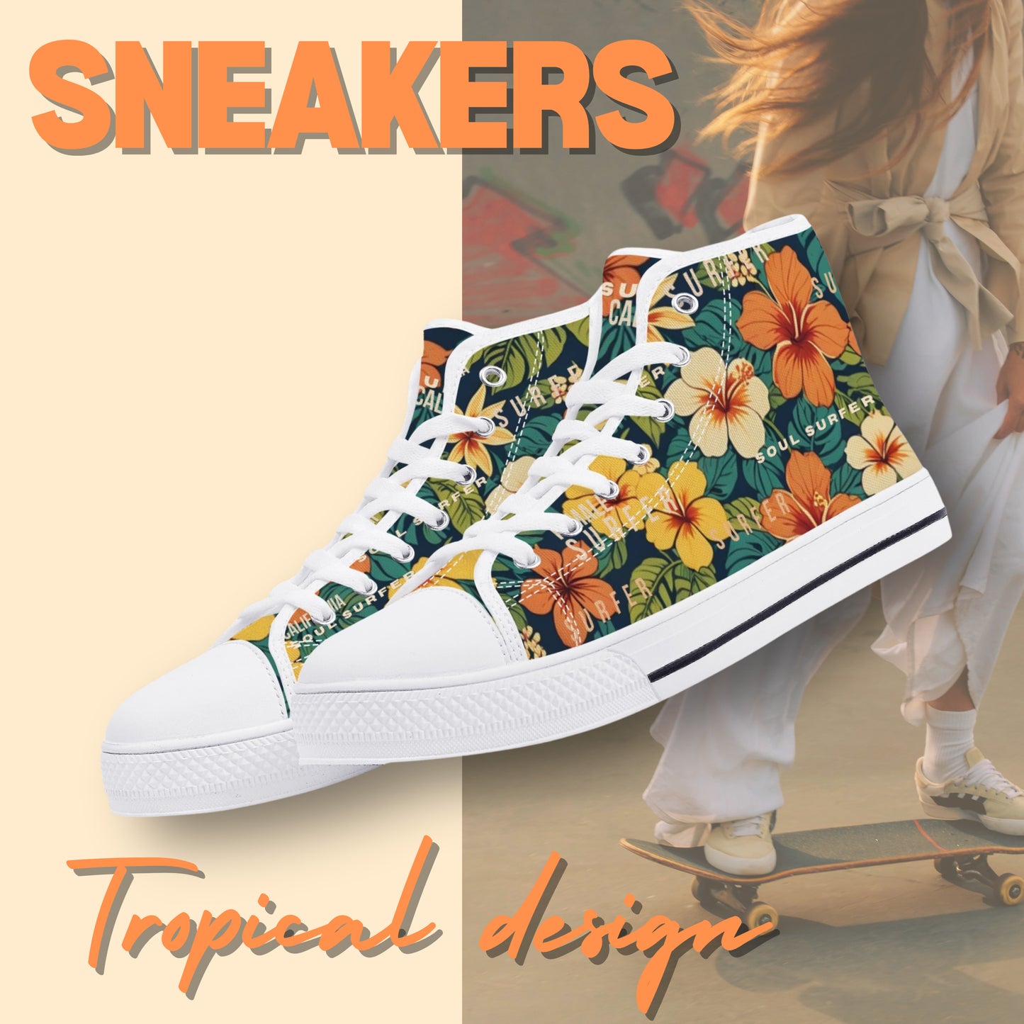 Women's High-Top Canvas Skate Shoes