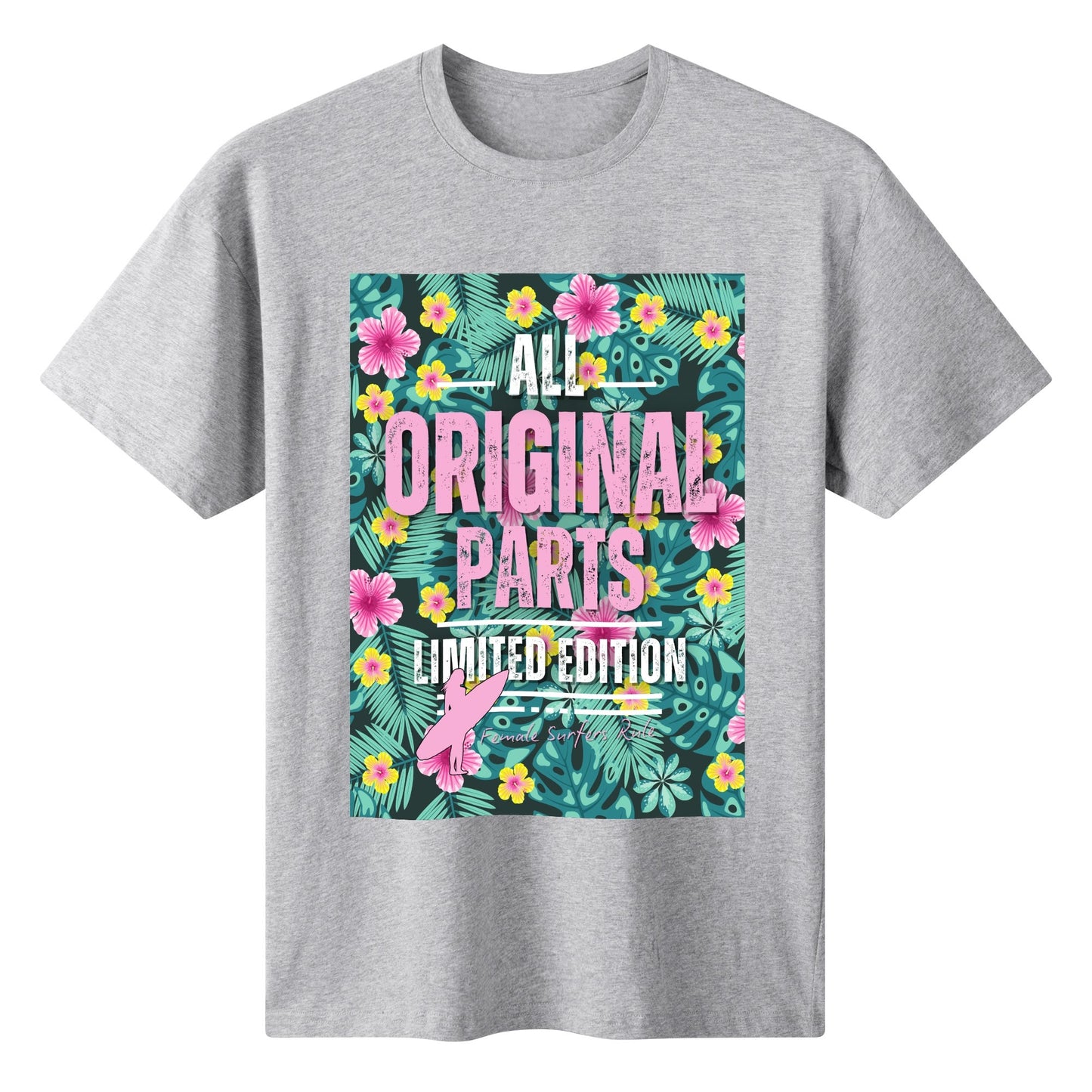 "All Original Parts" Female Surfers Cotton Front & Back Printing T Shirt