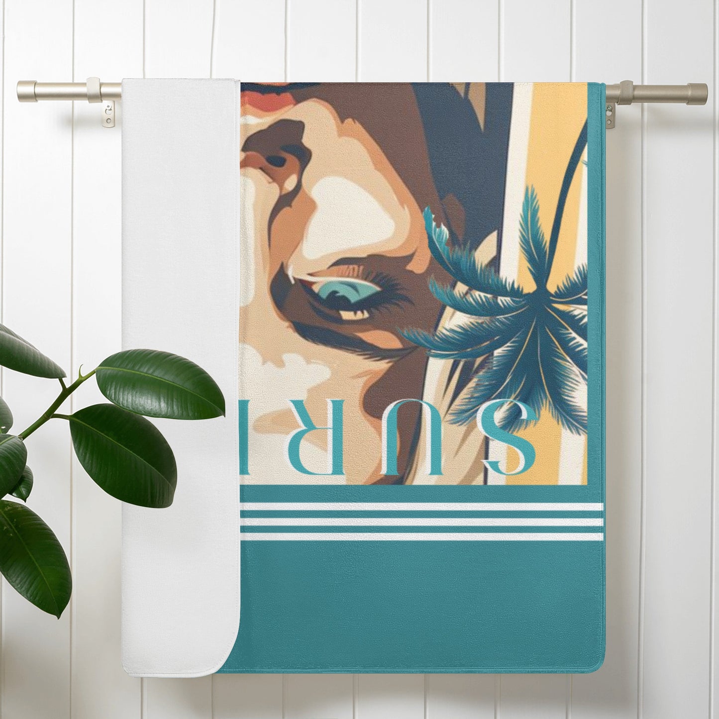 Female Surfer Soft Beach Towel 2 Sizes for Beach and Travel