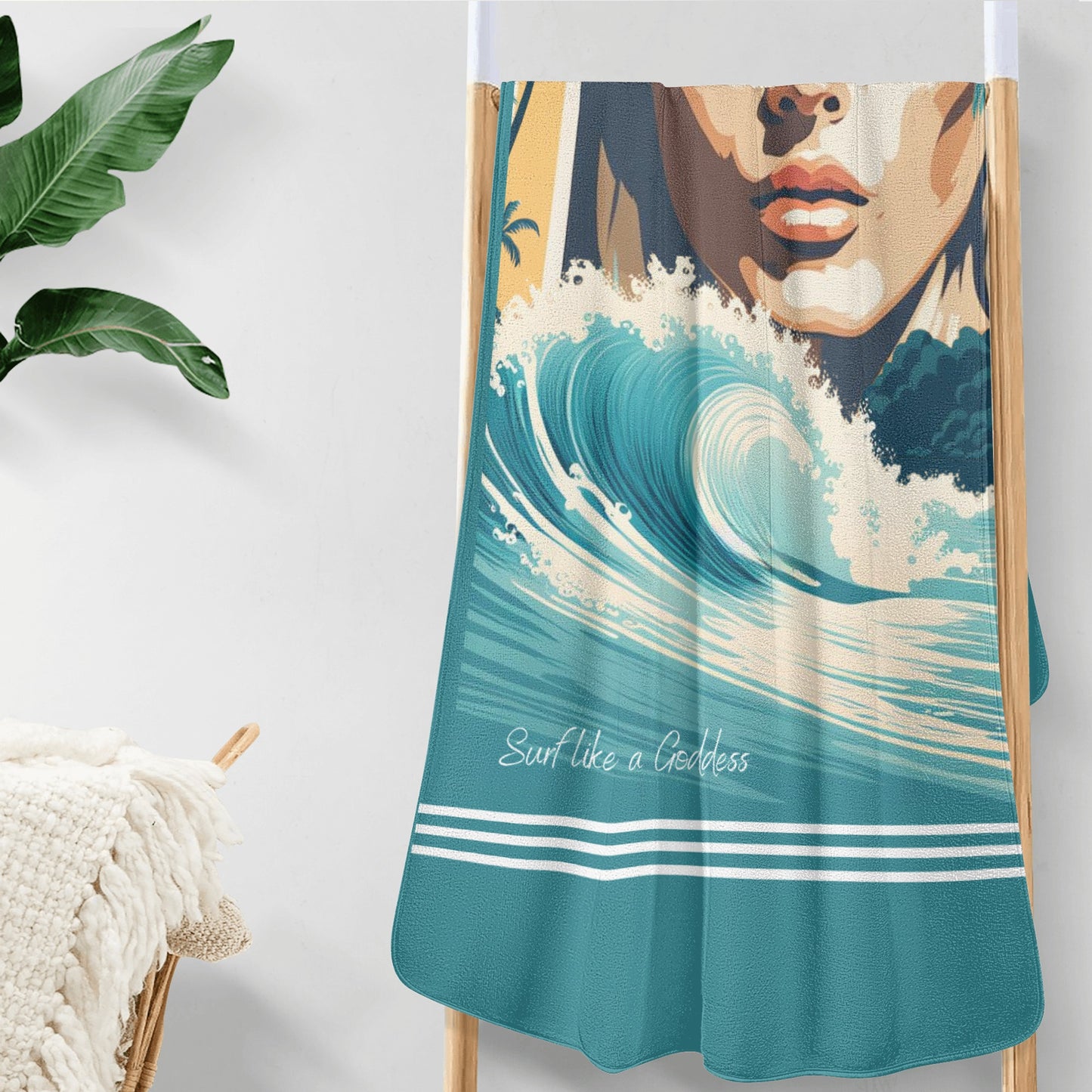 Female Surfer Soft Beach Towel 2 Sizes for Beach and Travel