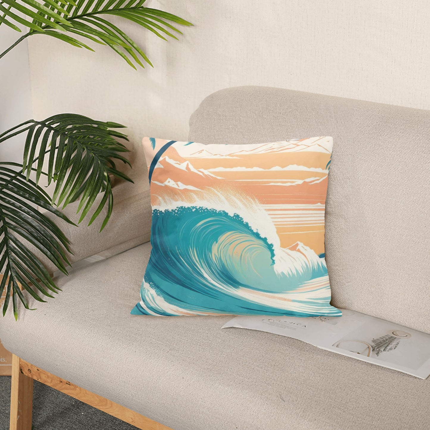 Female Surfer Velvet Pillow Case Square Cushion Cover