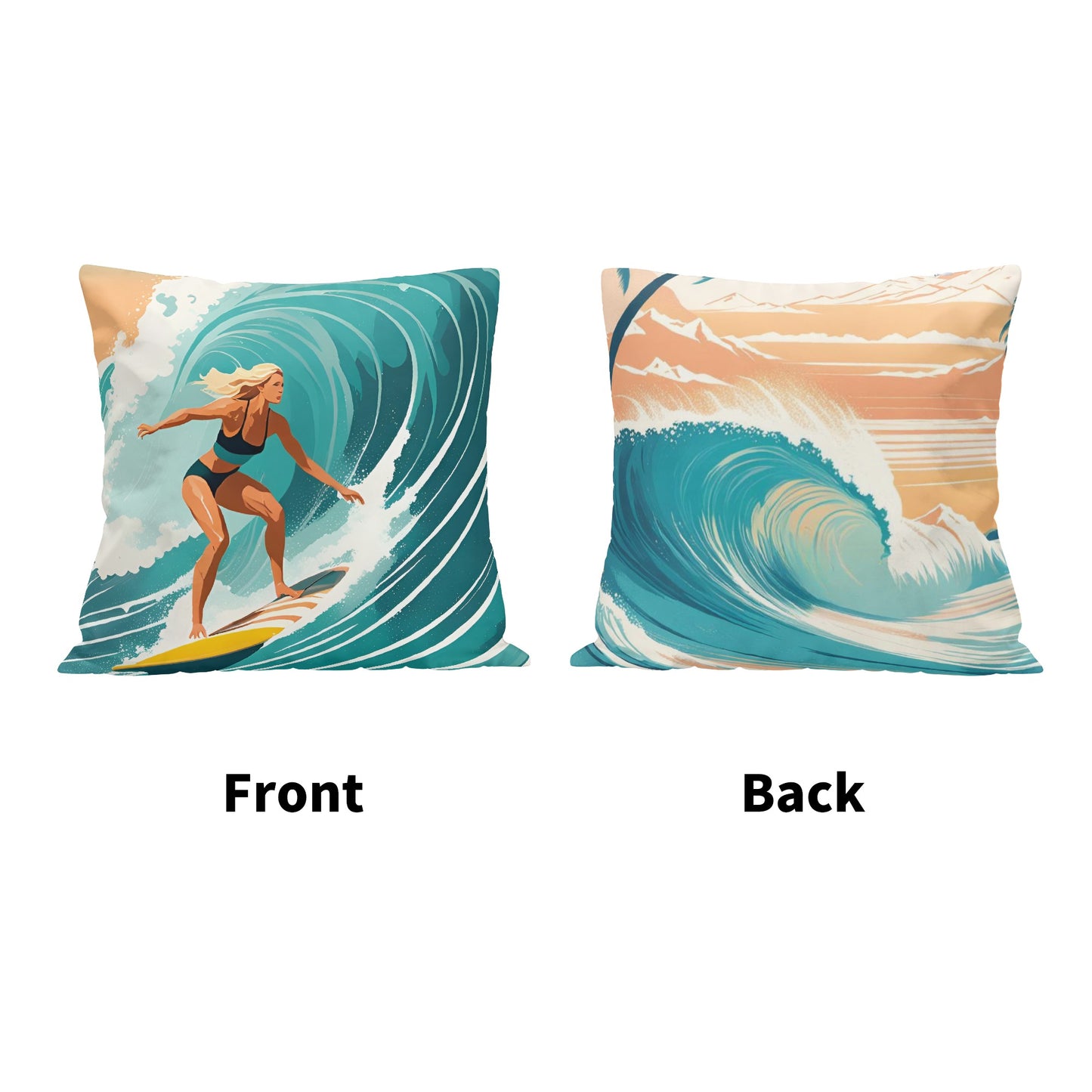 Female Surfer Velvet Pillow Case Square Cushion Cover