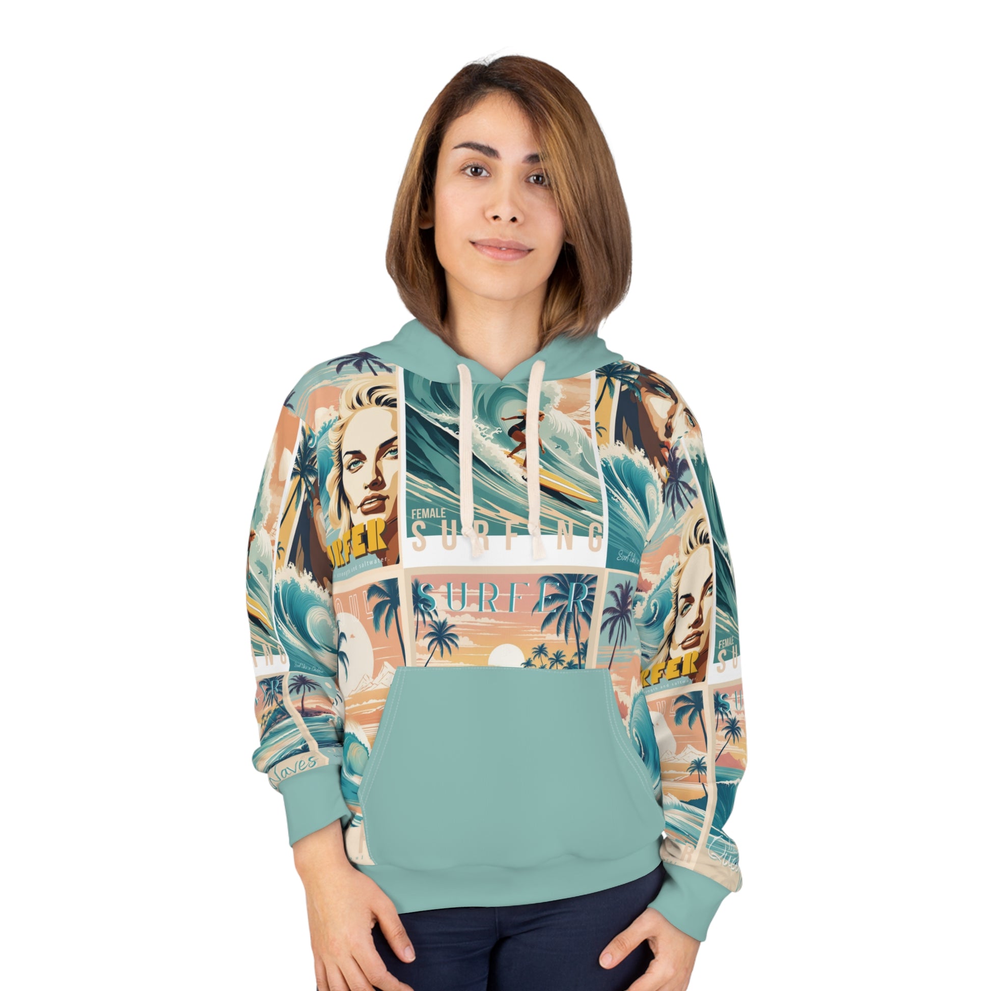 Female Surfer Vintage Style Hoodie