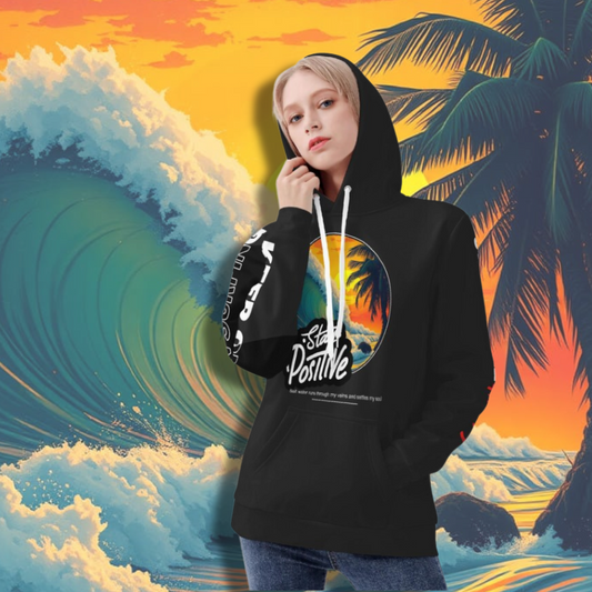 Female Surfer All Over Print Velvet Hoodie