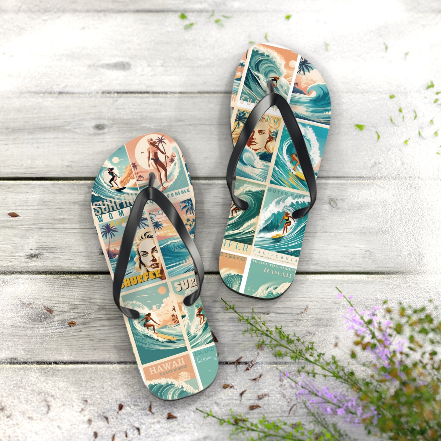 Vintage style surfer Flip Flops