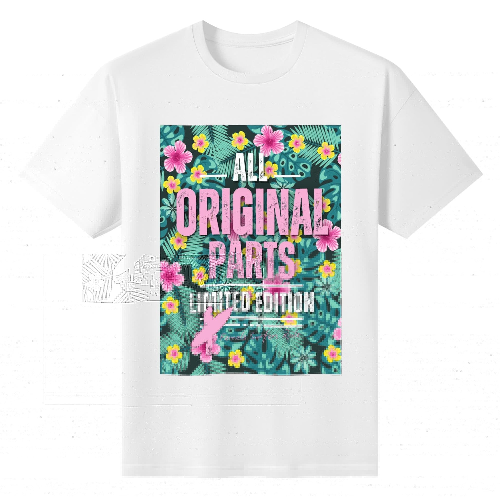 All Original Parts" Female Surfer Cotton T-Shirt