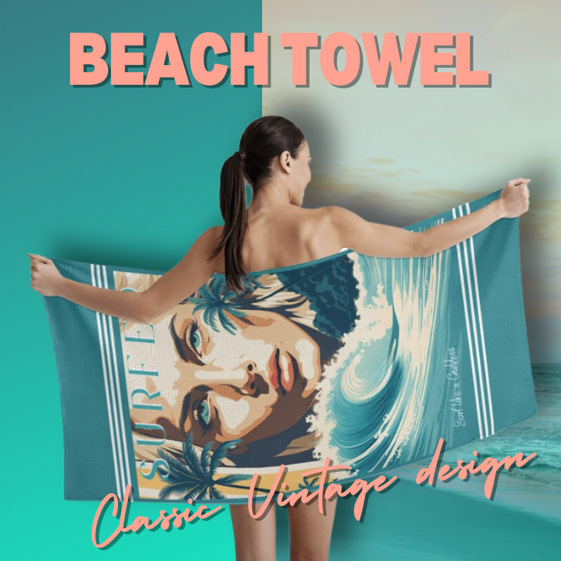 Female Surfer Soft Beach Towel 2 Sizes for Beach and Travel