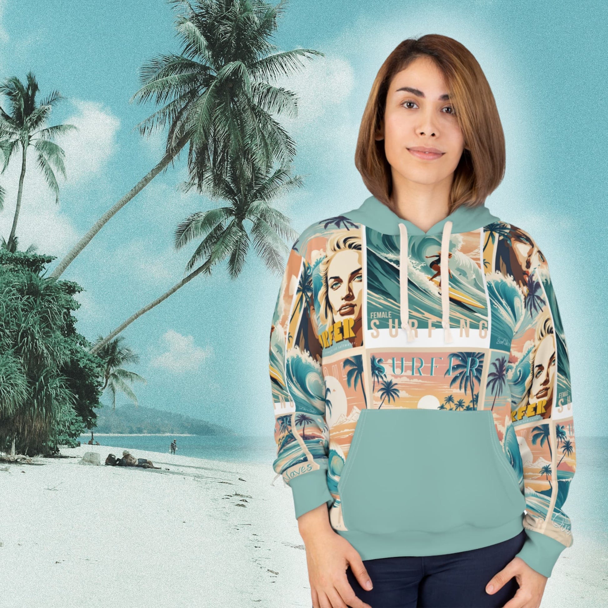 Female Surfer Vintage Style Hoodie