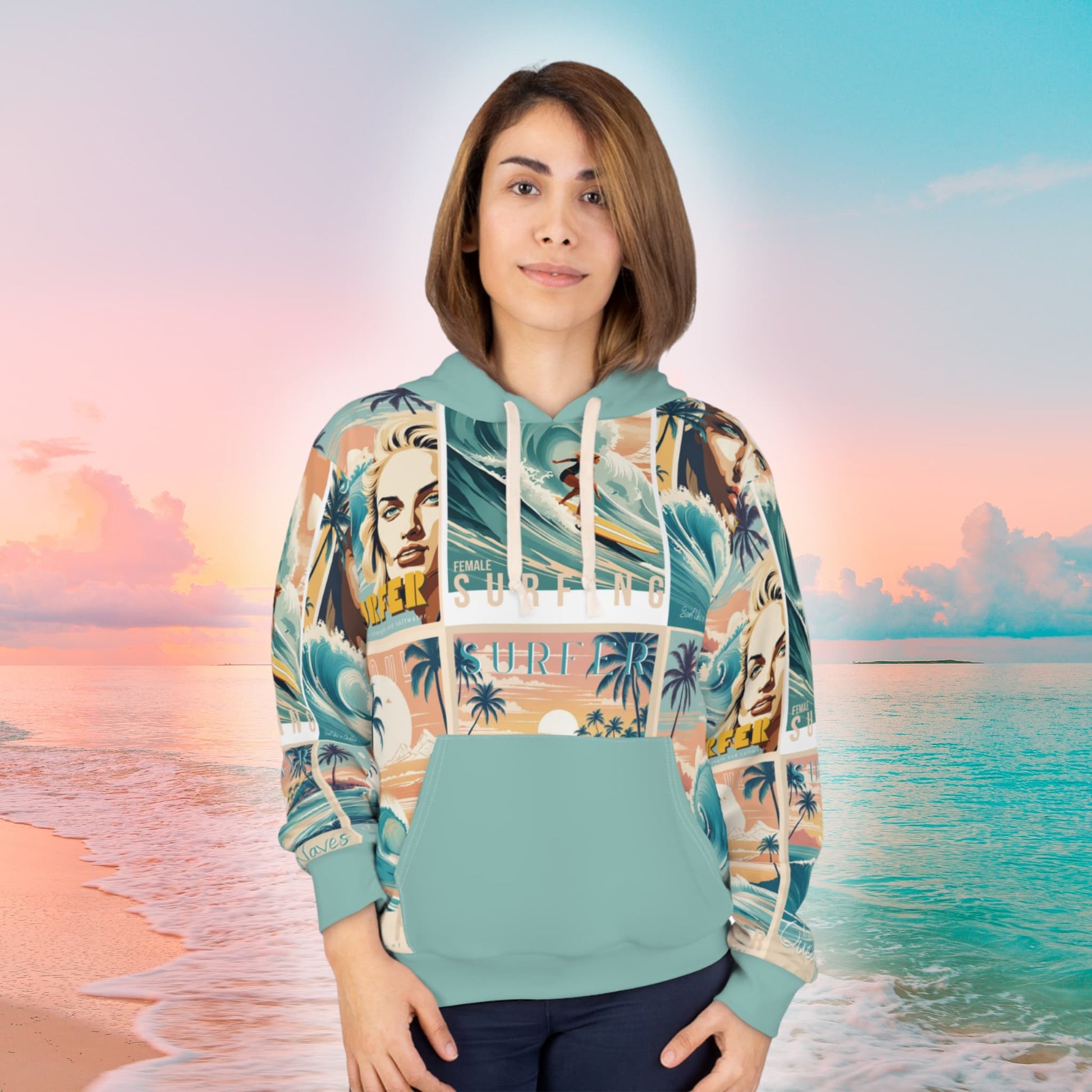 Female Surfer Vintage Style Hoodie