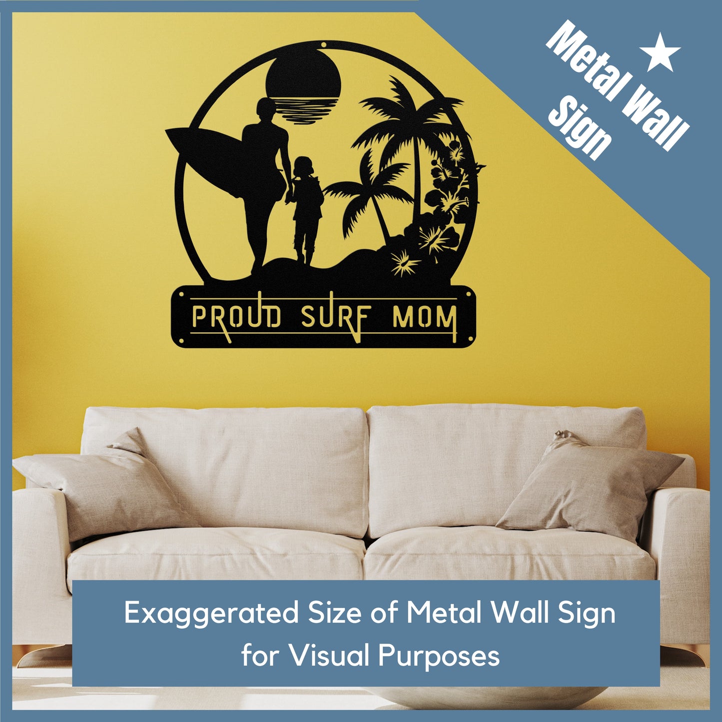 Proud Surf Mom Metal Wall Sign