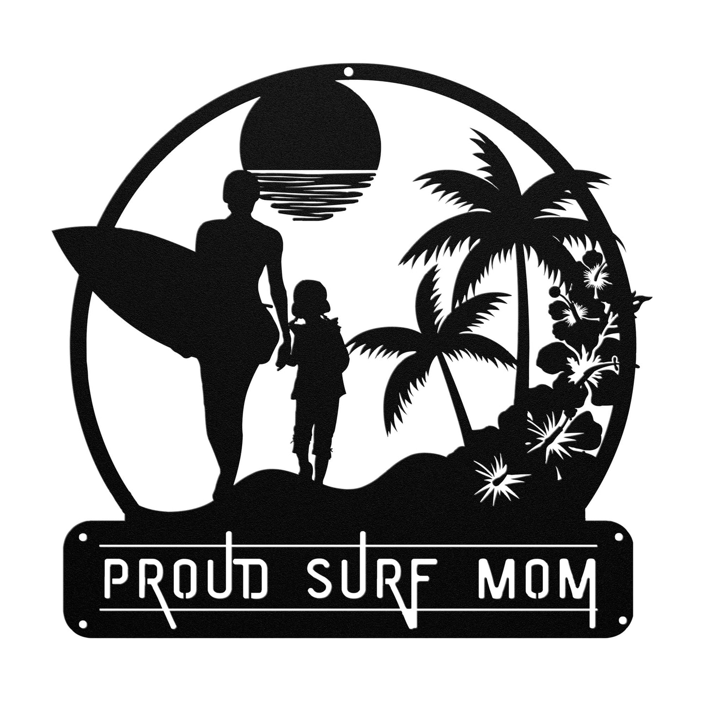 Surf Mom & Daughter Metal Wall Sign
