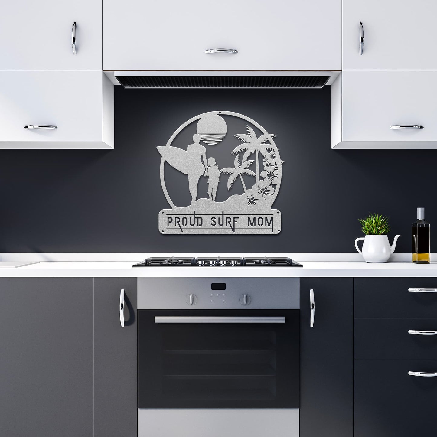 Surf Mom & Daughter Metal Wall Sign