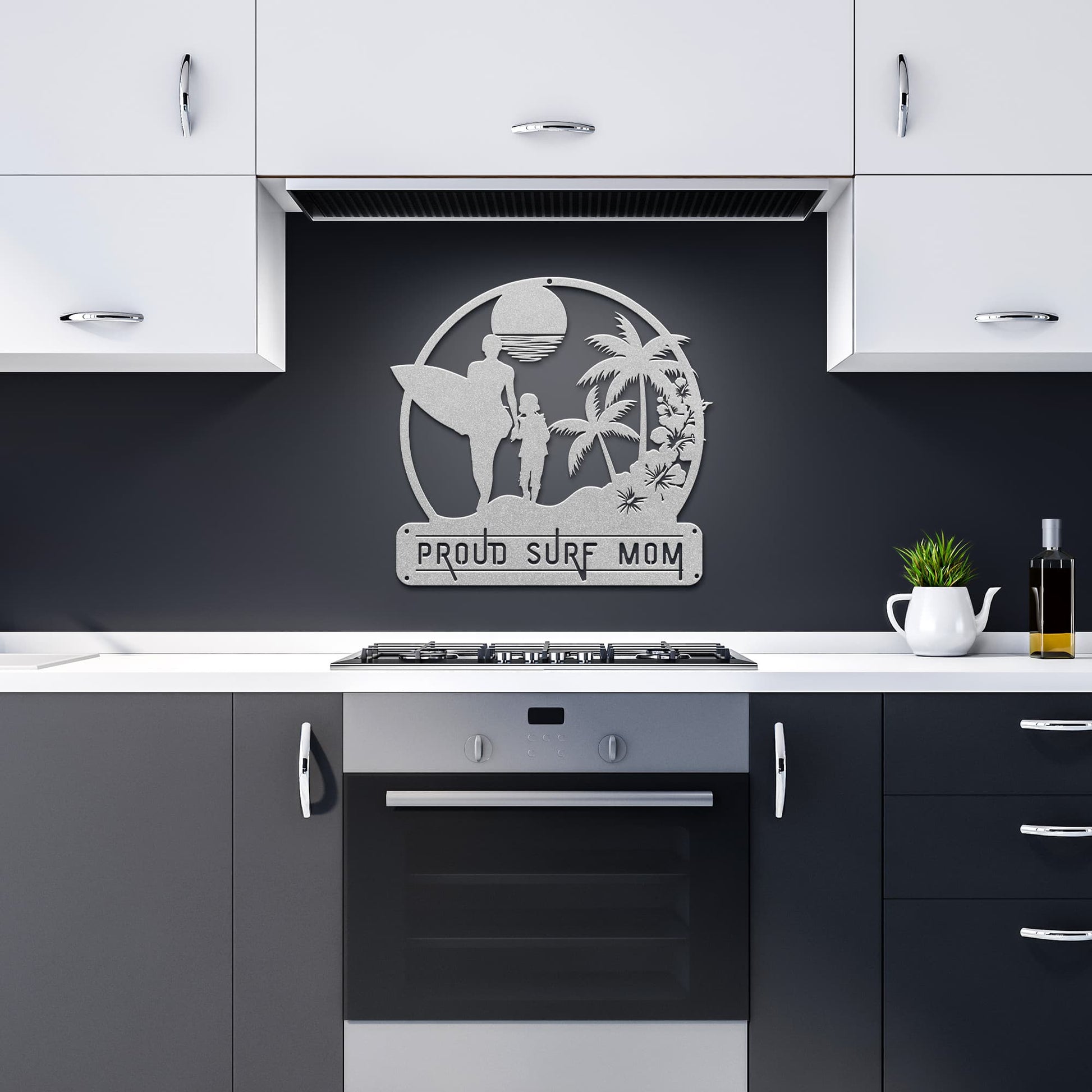 Surf Mom & Daughter Metal Wall Sign