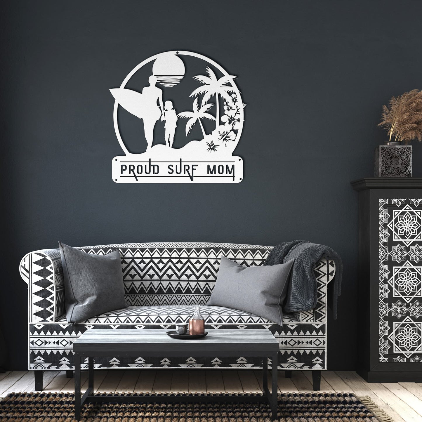 Surf Mom & Daughter Metal Wall Sign