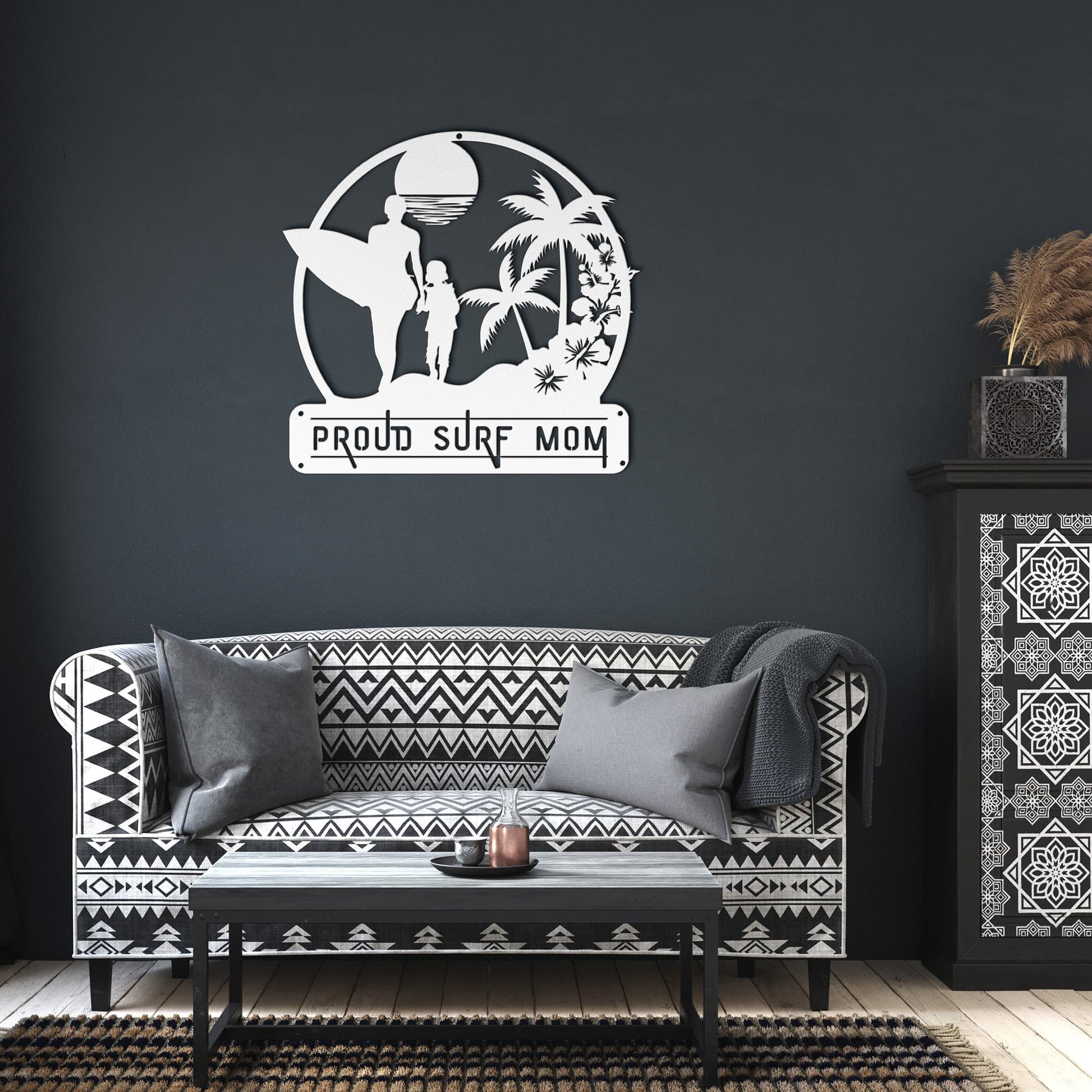 Surf Mom & Daughter Metal Wall Sign