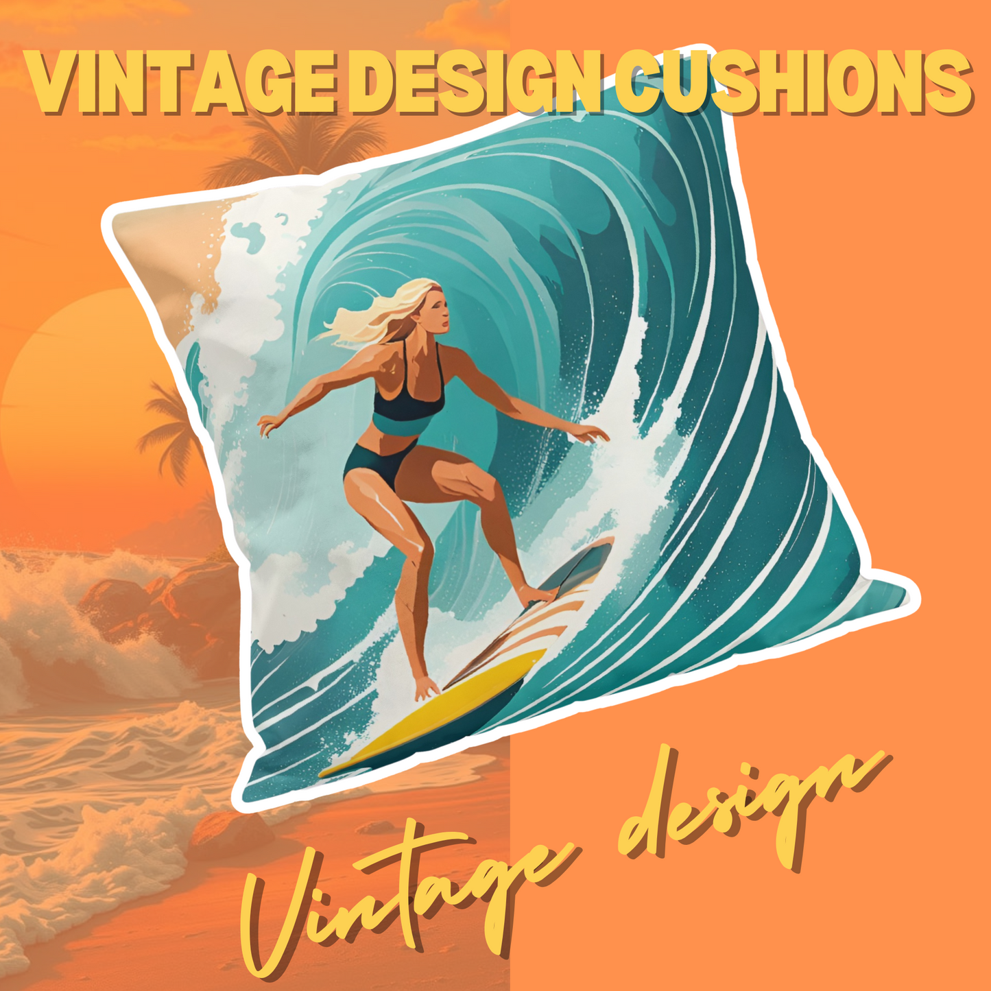 Female Surfer Velvet Pillow Case Square Cushion Cover