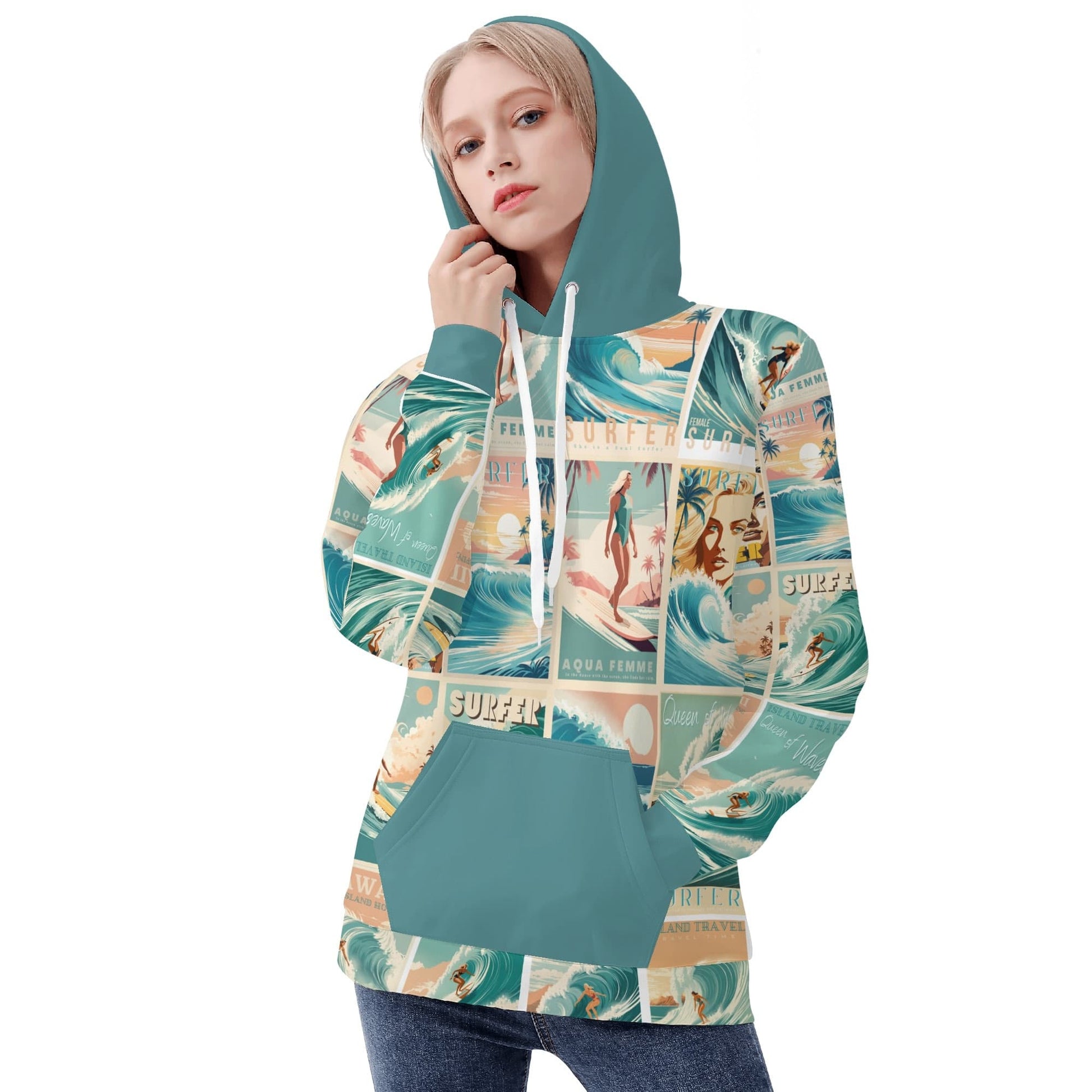 Women's All-Over Print Warm Velvet Hoodie – Cozy, Stylish, and Adventure-Ready!